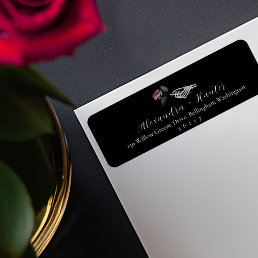 Gothic Halloween Wedding Skeleton Hand Rose Black Label