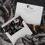 Gothic Halloween Wedding Skeleton Hand Rose White Envelope<br><div class="desc">Nothing screams "I do!" like a Halloween-inspired gothic wedding. Get ready for a bone-chillingly beautiful celebration like no other with our 'Til Death Do Us Part skeleton & floral Halloween gothic theme wedding envelope. Our beautiful wedding envelope features our own hand-painted watercolor skeleton hand-holding a red rose. The front side...</div>