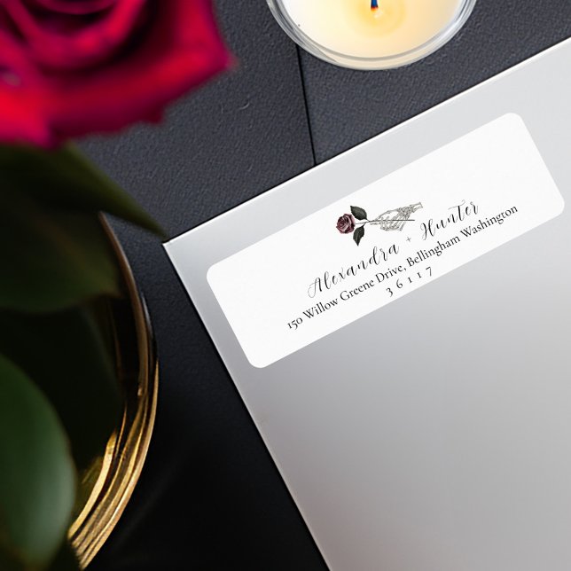Gothic Halloween Wedding Skeleton Hand Rose White Label (Gothic Halloween Wedding Skeleton Hand Rose White Label)