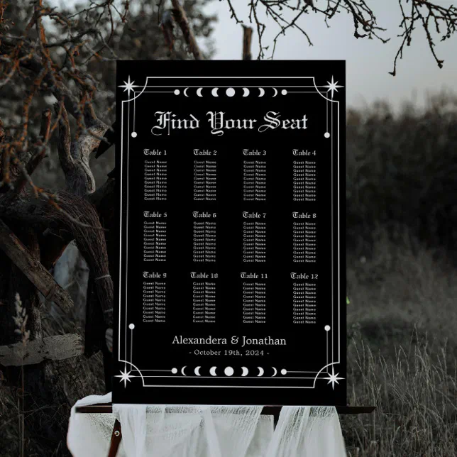 Gothic Halloween Wedding Table Seating Chart Foam Board | Zazzle