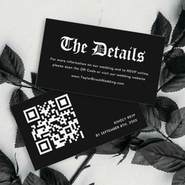 Gothic Halloween Wedding Website Qr Code Enclosure Card (Creator Uploaded)