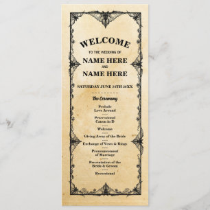 Gothic Halloween Welcome Menu Wedding Ceremony