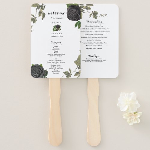 Gothic Halloween White Wedding Program Hand Fan