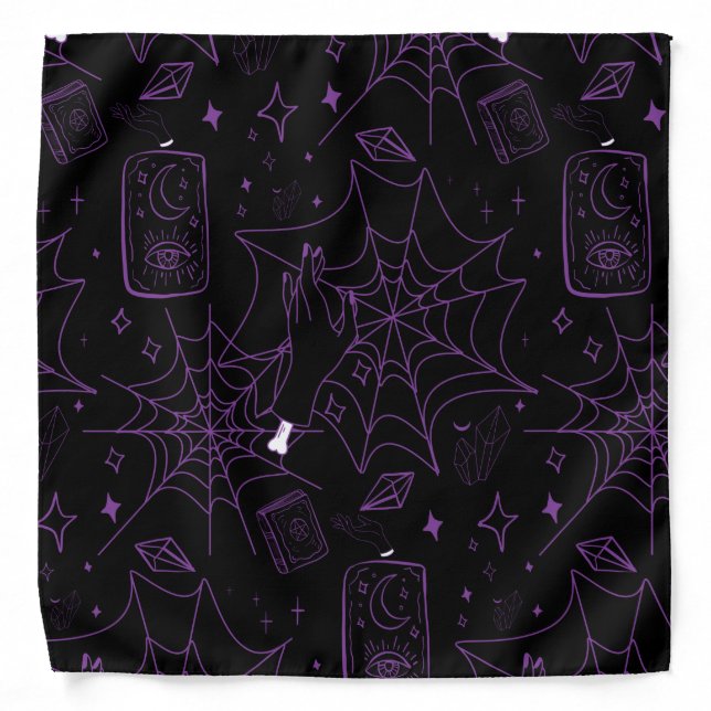 Gothic Halloween Witch Hand Purple Bandana (Front)