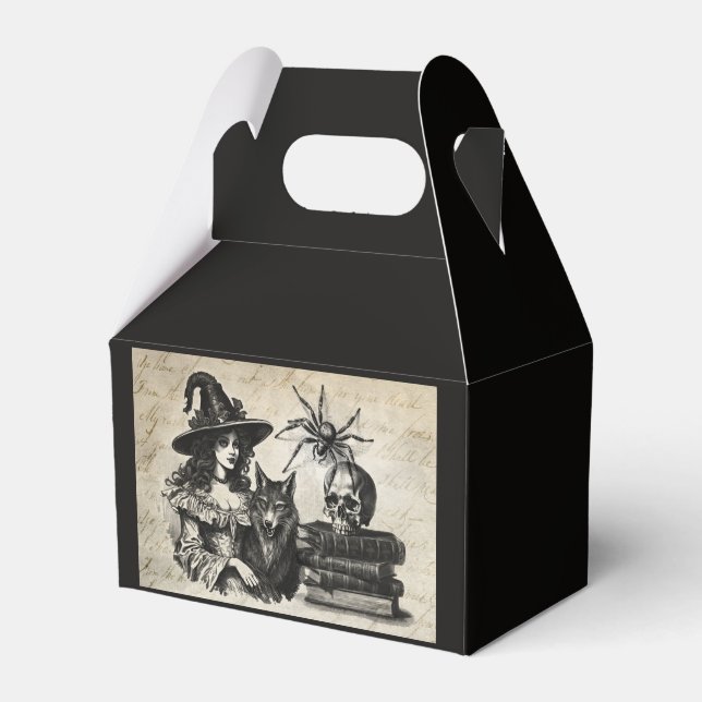 Gothic Halloween witch skull spider wolf Favor Boxes (Front Side)