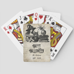 Gothic Halloween witch skull spider wolf Poker Cards
