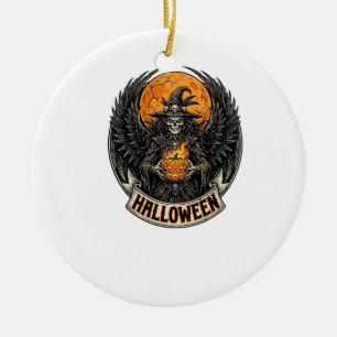 Gothic Halloween Witch Vintage Ceramic Ornament