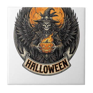 Gothic Halloween Witch Vintage Ceramic Tile