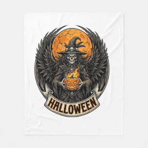 Gothic Halloween Witch Vintage Fleece Blanket
