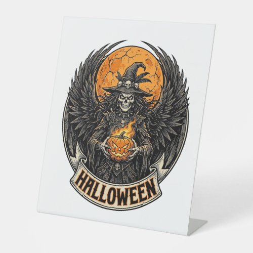Gothic Halloween Witch Vintage Pedestal Sign