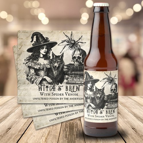 Gothic Halloween witchs brew skull venom poison Beer Bottle Label