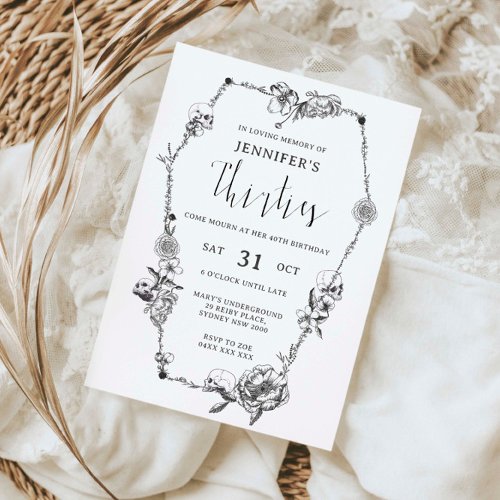 Gothic hand drawn arch 40th Birthday Party Invitation