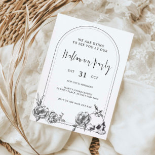 Gothic hand drawn flowers arch Halloween Party Invitation