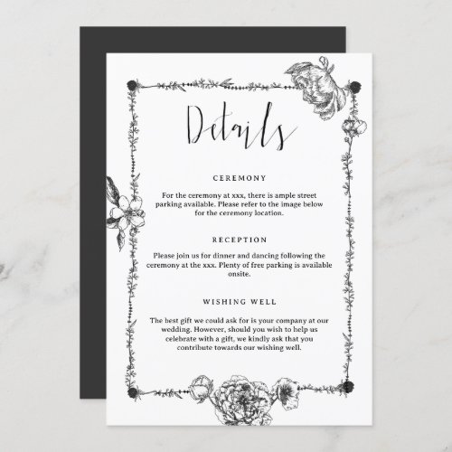 Gothic Hand drawn Flowers Detail Enclosure Card