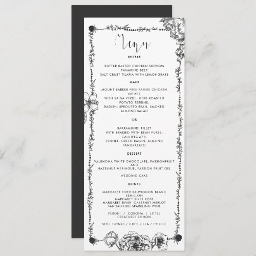  Gothic Hand drawn Flowers Menu Card