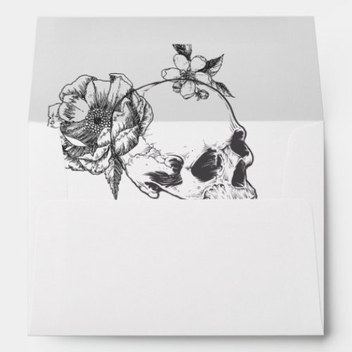 Gothic Hand drawn Flowers Skull 5x7 Invitation Env Envelope