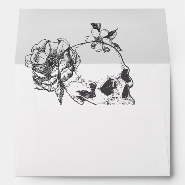 Gothic Hand drawn Flowers Skull 5x7 Invitation Env Envelope (Back (Bottom))