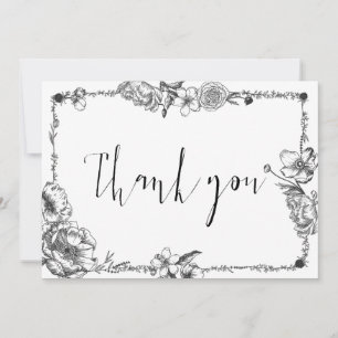 Gothic Hand drawn Flowers Skull bridesmaid card