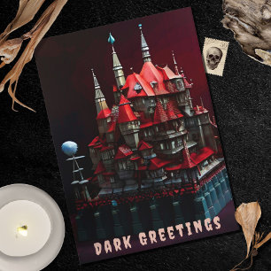 Gothic Haunted Family Victorian Red House Greeting Card