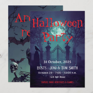 Gothic Haunted Gate Invitation   Spooky Halloween 