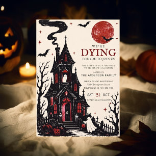 Gothic Haunted House Blood Moon Invitation
