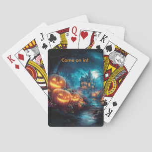 Gothic Haunted House Jack-O-Lanterns  Poker Cards