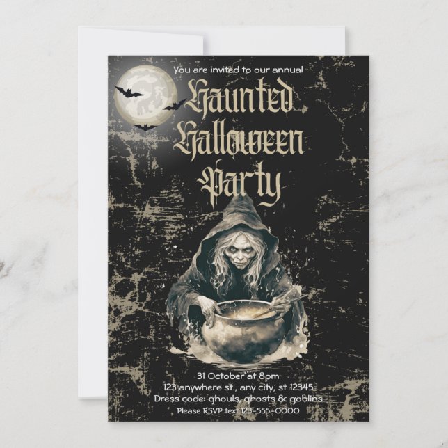 Gothic Haunted House Witch Halloween Costume Party Invitation (Front)