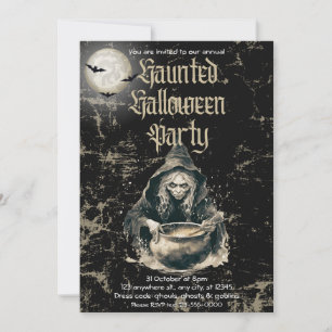 Gothic Haunted House Witch Halloween Costume Party Invitation