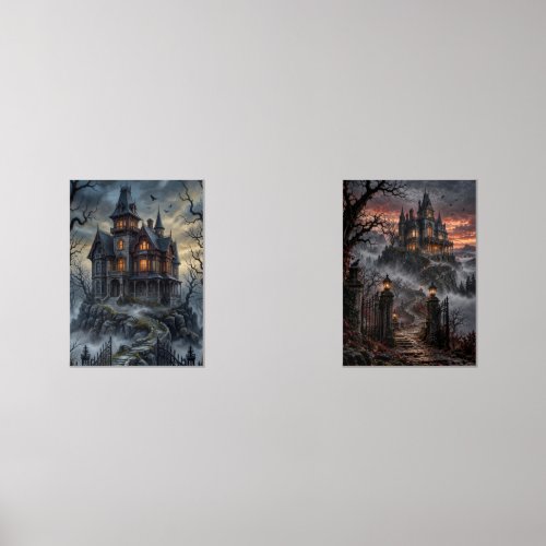 Gothic Haunted Mansion Victorian Dark Academia Wall Art Sets