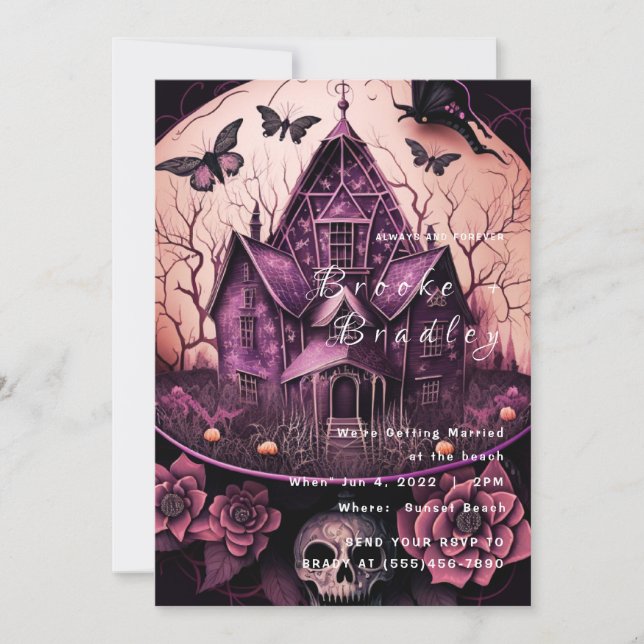 Gothic Haunted Mansion Wedding Invitation (Front)