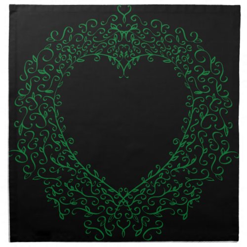 Gothic Heart_Cloth Napkin Green  Black 2