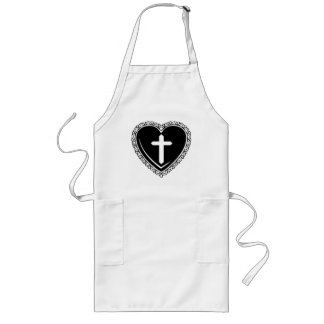 Gothic Heart + Cross Apron (Black + White)