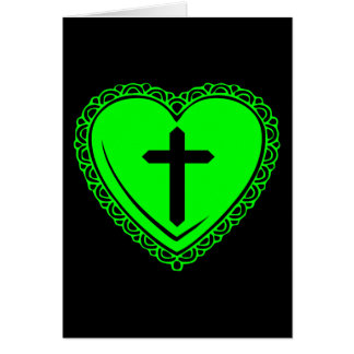 Gothic Heart + Cross (Black + Green) Cards