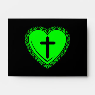 Gothic Heart + Cross (Black + Green) Envelope