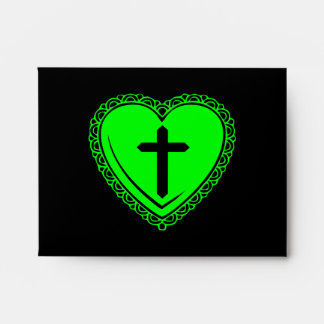 Gothic Heart + Cross (Black + Green) Envelope