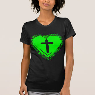 Gothic Heart + Cross (Black Green) T-Shirt