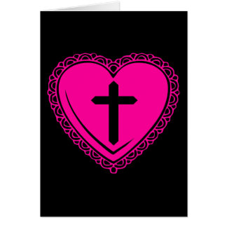 Gothic Heart + Cross (Black + Pink) Cards