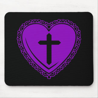 Gothic Heart & Cross (Black + Purple) Mouse Pad