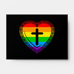 Gothic Heart & Cross (Black + Rainbow) Envelope