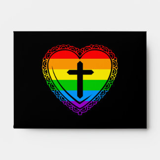 Gothic Heart & Cross (Black + Rainbow) Envelope
