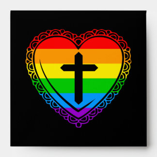 Gothic Heart & Cross (Black + Rainbow) Envelope