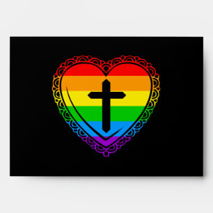 Gothic Heart & Cross (Black + Rainbow) Envelope