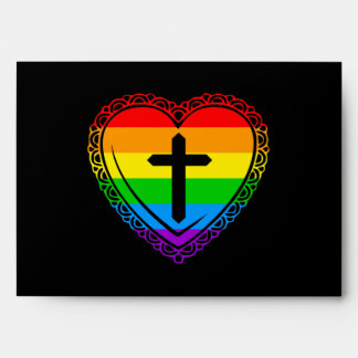 Gothic Heart & Cross (Black + Rainbow) Envelope