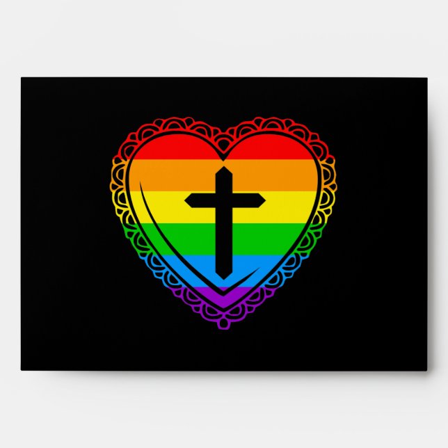 Gothic Heart & Cross (Black + Rainbow) Envelope (Front)