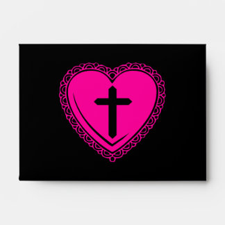 Gothic Heart + Cross Envelopes (Black + Pink)