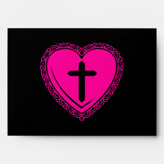 Gothic Heart + Cross Envelopes (Black + Pink)