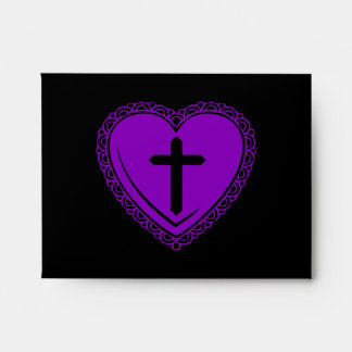 Gothic Heart + Cross Envelopes (Black + Purple)