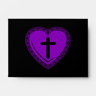 Gothic Heart + Cross Envelopes (Black + Purple)