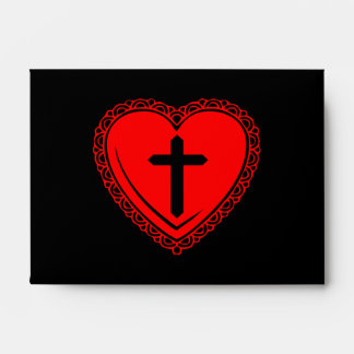 Gothic Heart + Cross Envelopes (Black + Red)