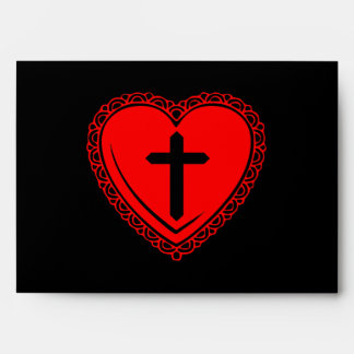 Gothic Heart + Cross Envelopes (Black + Red)